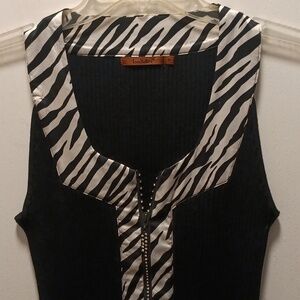 Belldini Black and White Zebra Blouse, Party, Bling